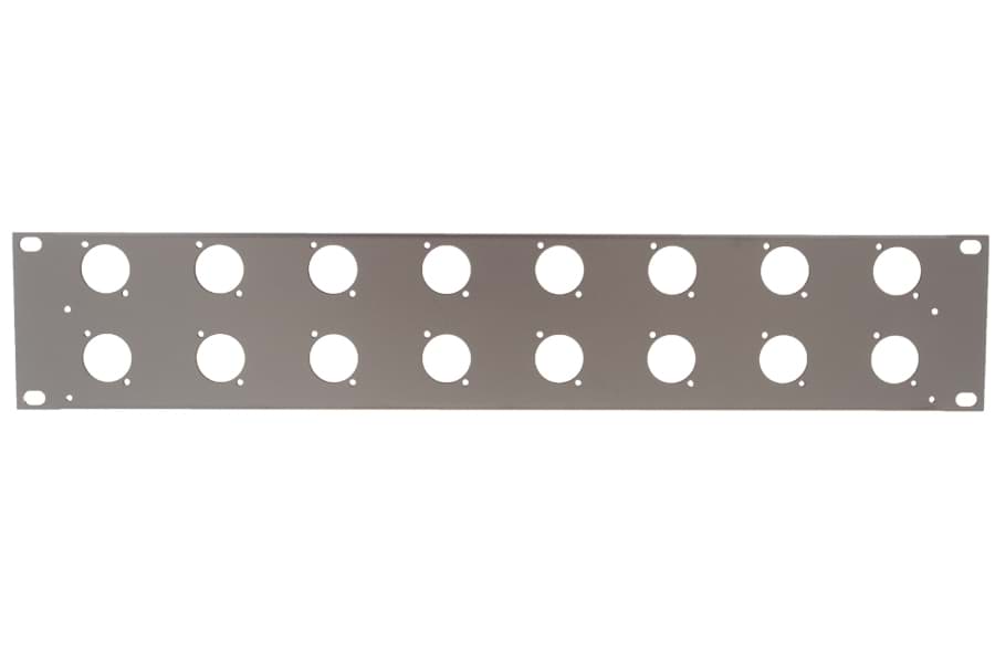 Picture of frontplaat 19inch 2HE-U gaten 16x XLR-D- staal zwart (tbv U-bar)
